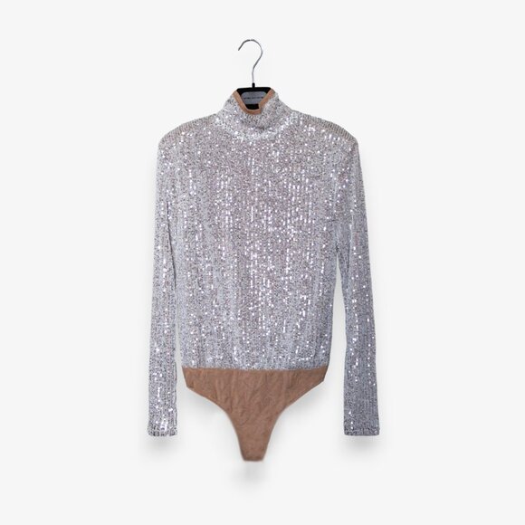 JLUXLABEL Sequin Bodysuit Top Metallic Evening Size M - Picture 1 of 8